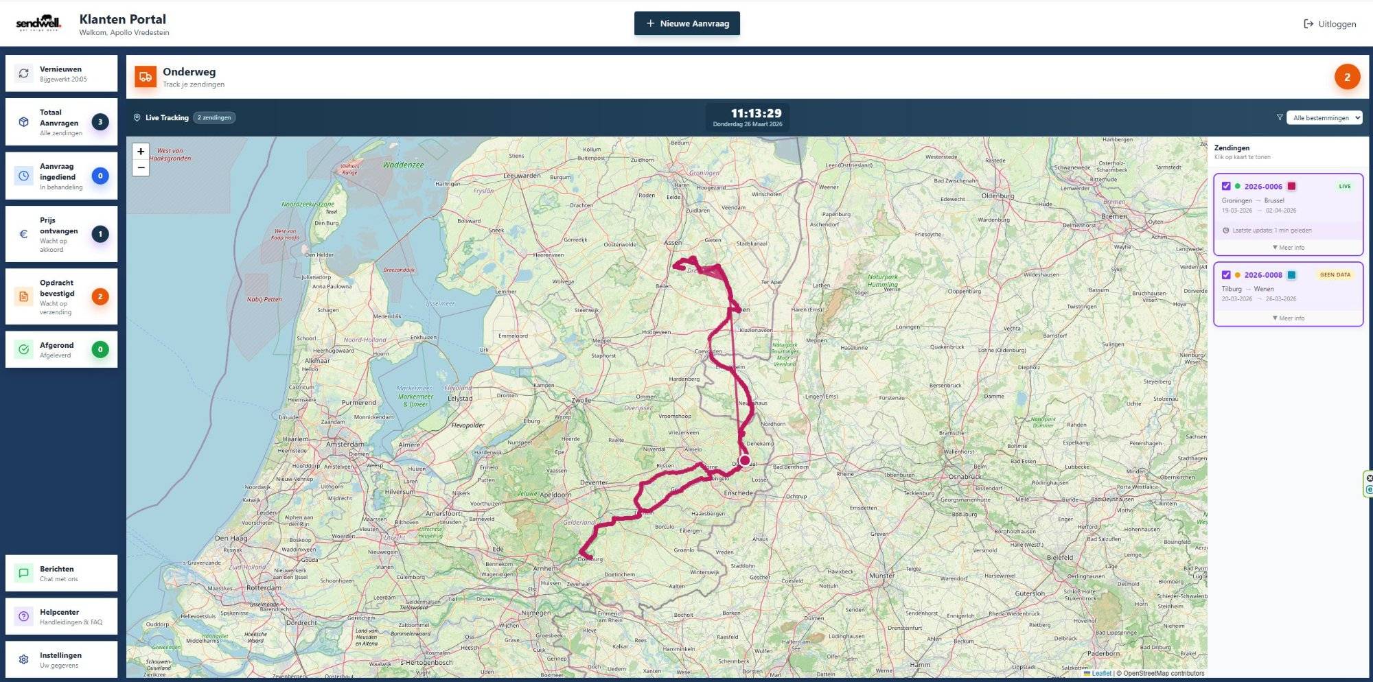 Live tracking kaart